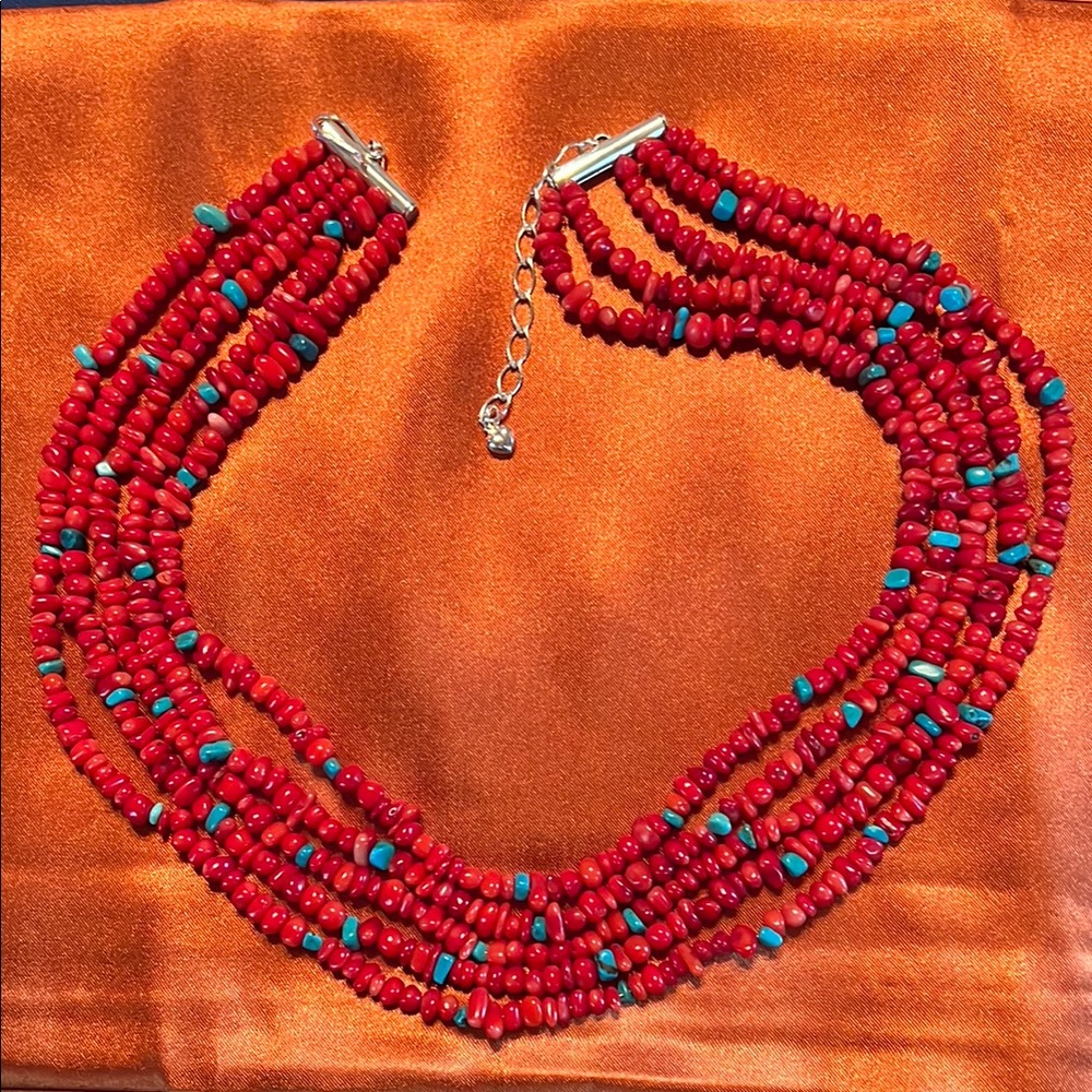 Red and Blue Beaded Necklace